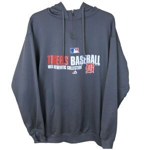 MLB Detroit Tigers‎ Majestic 1/4 Zip Pullover Hooded Sweatshirt Men's 2XT Tall